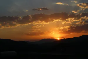 silhouette of mountain during sunset jigsaw puzzle