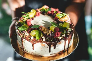 a cake with fruit on top jigsaw puzzle