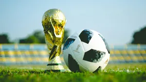 gold-colored trophy and soccerball jigsaw puzzle
