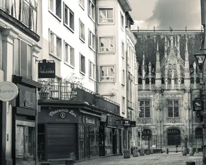 a street with buildings on both sides jigsaw puzzle