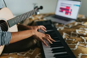 person playing black and white piano jigsaw puzzle