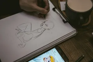 man drawing portrait of man jigsaw puzzle