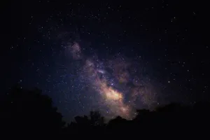Beautiful Milky Way and starry night sky captured in the rural landscape of Telavi, Georgia. jigsaw puzzle