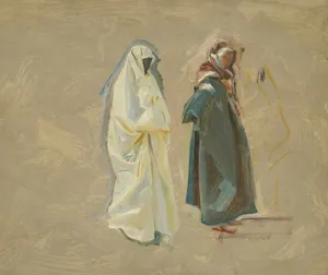 a painting of two people standing next to each other jigsaw puzzle