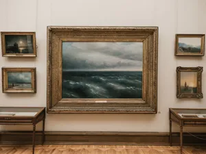 Elegant seascape painting in a classic art gallery with vintage frames. jigsaw puzzle