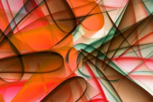 Dynamic abstract illustration with overlapping geometric shapes and vibrant colors, ideal for modern design. jigsaw puzzle