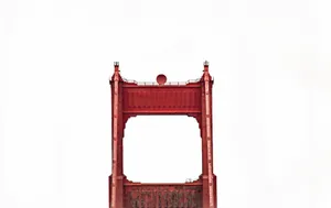 Red bridge tower against a white background jigsaw puzzle