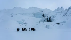 a group of people standing in the snow jigsaw puzzle