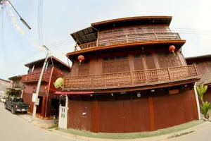 Charming exterior of wooden houses in a small Asian town with traditional architecture. jigsaw puzzle