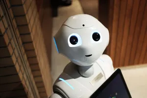 A futuristic humanoid robot in an indoor Tokyo setting, showcasing modern technology. jigsaw puzzle
