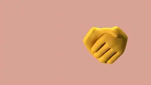 3D illustration of a yellow handshake emoji on a beige background, symbolizing agreement. jigsaw puzzle