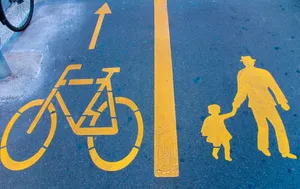 blue and yellow pedestrian lane jigsaw puzzle