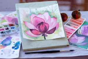 pink and white flower painting jigsaw puzzle