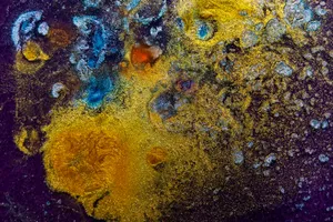 brown blue and yellow abstract painting jigsaw puzzle