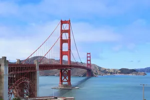 Scenic view of the iconic Golden Gate Bridge in San Francisco under a clear blue sky. jigsaw puzzle