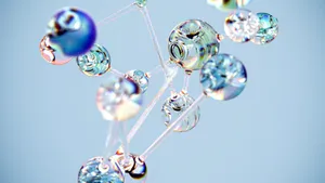 Flowing glass-like molecular structure in blue. Conceptual digital art with a tech twist. jigsaw puzzle