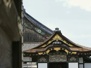 Japanese temple architecture against a blue sky. jigsaw puzzle