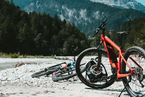 red and black bicycle close-up photography jigsaw puzzle