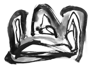 Abstract black and white ink brush strokes jigsaw puzzle