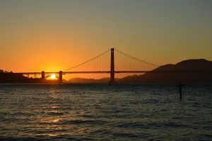 Golden gate bridge silhouetted by a beautiful sunset. jigsaw puzzle