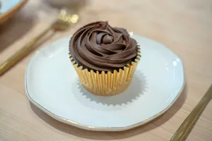 a cupcake on a plate jigsaw puzzle
