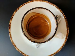 empty white and brown ceramic cup and saucer jigsaw puzzle