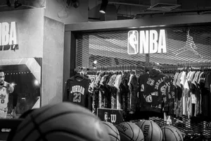 a black and white photo of a basketball store jigsaw puzzle