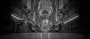 a black and white photo of a cathedral jigsaw puzzle