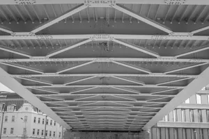 Underside of a steel bridge structure with geometric patterns. jigsaw puzzle