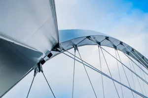 Modern bridge architecture against a cloudy sky jigsaw puzzle