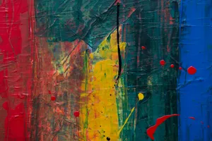 yellow, red, and green abstract paintng jigsaw puzzle