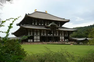 Scenic view of Todaiji Temple surrounded by greenery in Nara, a UNESCO World Heritage Site. jigsaw puzzle