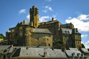Historic medieval castle in Estaing, Occitanie, on a sunny day. jigsaw puzzle
