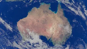 Stunning satellite image capturing Australia surrounded by deep blue ocean waters. jigsaw puzzle