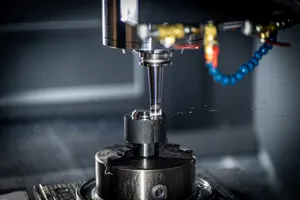 Close-up of CNC machine in action, showcasing precision engineering and industrial equipment. jigsaw puzzle