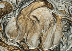 Elegant marbled art pattern with swirling golden and silver hues. Perfect for abstract art lovers. jigsaw puzzle