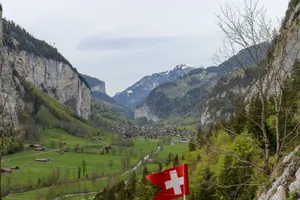 red flag on top of mountain jigsaw puzzle