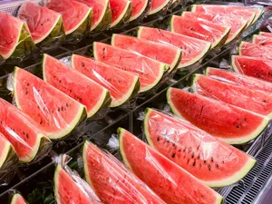 sliced watermelon on stainless steel tray jigsaw puzzle