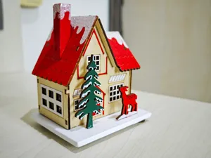 A small house with a red roof and a red roof jigsaw puzzle