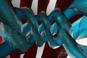 a close up of a blue and red object jigsaw puzzle