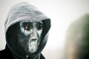 Person wearing a mask and hoodie outdoors jigsaw puzzle