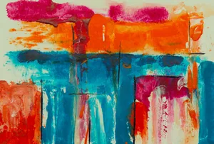 orange, pink, and blue abstract painting jigsaw puzzle