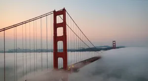 Golden Gate Bridge emerging through the morning fog at sunrise, San Francisco. jigsaw puzzle