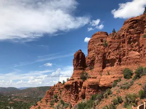 Breathtaking red rock formations under blue skies in Sedona, Arizona. jigsaw puzzle
