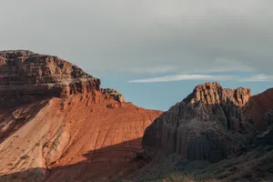 Stunning view of rocky red cliffs under a clear sky in Salta, Argentina. jigsaw puzzle