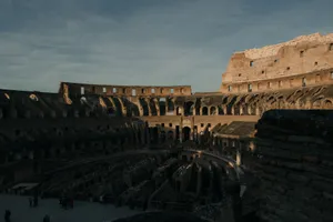 A captivating view of the Colosseum interior in Rome, showcasing its ancient architectural grandeur. jigsaw puzzle