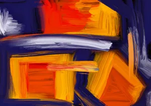Dynamic artwork with bold, vibrant brushstrokes in red, orange, and blue hues. jigsaw puzzle