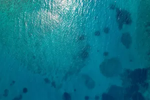 Stunning aerial photograph of turquoise ocean waters with visible underwater features. jigsaw puzzle